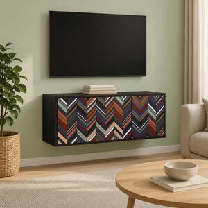 Falsítható TV Szekrény OMMEN 102 x 33 x 40 cm Fekete Tölgy