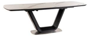 Armani Ceramic Kiterjeszthető Étkezőasztal - Fehér Márvány Hatású/Fekete Matt - 160(220)x90 cm