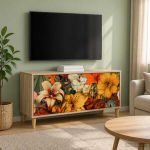TV szekrény GENNEP 102 x 33 x 50 cm Sonoma Szerelt Fa