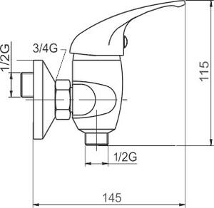 Novaservis Metalia 55 Zuhanycsaptelep 150 mm, króm, 55060.0