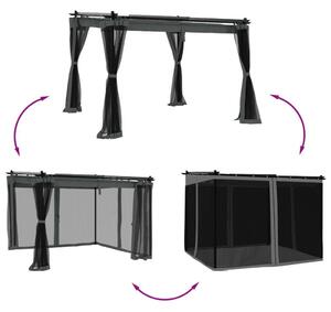 VidaXL Acél Pavilon - Szúnyogháló - 3x3m
