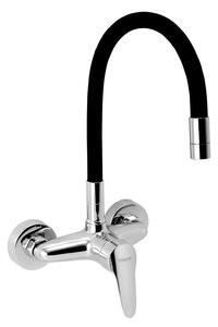 Ferro Zumba - Mosogató csaptelep rugalmas karral 150mm, fekete-króm, 94480,0C