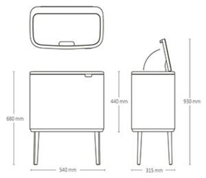 Brabantia Bo Touch Szelektív Szemetes - 3x11 Liter - Bézs