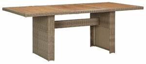Barna polyrattan kerti étkezőasztal 200 x 100 x 74 cm