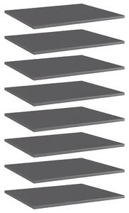 8 db magasfényű szürke szerelt fa könyvespolc 60 x 50 x 1,5 cm