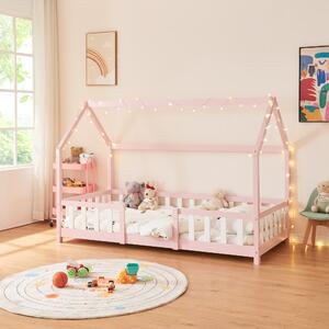 Házikó gyerekágy Sisimiut 90x200 cm matraccal rózsaszín/fehér