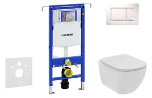 Geberit Duofix - Ideal Standard Tesi fali WC és ülőkés szett, Sigma30 gombok, Rimless, SoftClose, fehér/króm, perem nélküli, fehér/króm 111.355.00.5 NE5