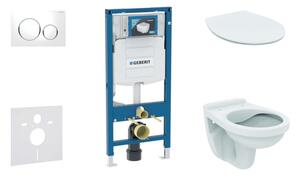 Geberit Duofix - Falra szerelhető szerelőkészlet, Alpha WC ülőkével, Sigma20 nyomógomb, fehér/króm 111.300.00.5 ND4