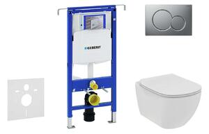 Geberit Duofix - Falra szerelhető szett, WC és ülőke Ideal Standard Tesi, gombok Sigma01, Rimless, SoftClose, matt króm 111.355.00.5 NE3