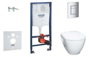 Grohe Solido - Falra szerelhető szett, Bau kerámia WC és softclose ülőkével, Skate Cosmopolitan gomb, króm 38528SET-KH