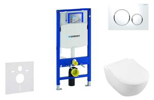 Geberit Duofix - WC modul nyomógombbal Sigma20, fehér/fényes króm + Villeroy Boch - WC és ülőkéje, DirectFlush, SoftClose, CeramicPlus 111.300.00.5 NI4