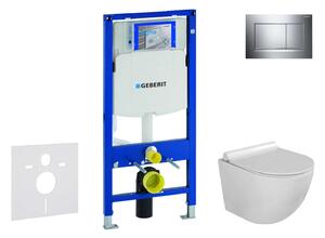 Geberit Duofix - Falra szerelhető szett, Gaia WC és softclose ülőke, Sigma30 nyomógomb, króm/króm matt SANI11CA1115