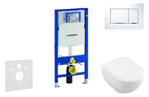 Geberit Duofix - WC modul nyomógombos Sigma30, fehér/fényes króm + Villeroy Boch - WC és ülőkéje, DirectFlush, SoftClose, CeramicPlus 111.300.00.5 NI5