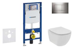 Geberit Duofix - Falra szerelhető szett, WC és ülőke Ideal Standard Tesi, Sigma30 gombok, Rimless, SoftClose, fényes króm/ matt króm 111.300.00.5 NE6