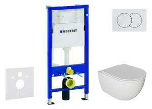 Geberit Duofix - Falra szerelhető szett, Oudee WC és softclose ülőkével, Delta01 gomb, alpesi fehér SANI11CA3116