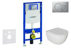 Geberit Duofix - Készlet falra szerelhető, Oudee WC és softclose ülőke, Sigma01 gomb, matt krómozott lakkozású SANI11CA1123