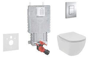 Grohe Uniset - Ideal Standard Tesi falra szerelhető WC és ülőkés szett, Skate Cosmopolitan gombok, króm 38643SET-KE