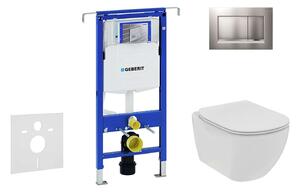 Geberit Duofix - Ideal Standard Tesi fali WC és ülőkés szett, Sigma30 gombok, Rimless, SoftClose, matt króm/króm 111.355.00.5 NE7