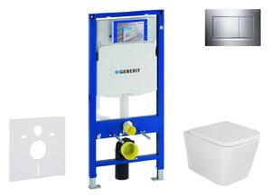 Geberit Duofix - Falra szerelhető szett, Arkas WC és softclose ülőkével, Sigma30 gomb, króm SANI11CA1112