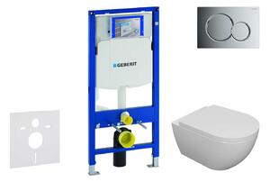Geberit Duofix - Falra szerelhető szett, Oudee WC és softclose ülés, Sigma01 gomb, fényes króm, fényes króm SANI11CA1100