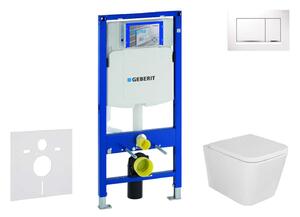 Geberit Duofix - Készlet fali beépítéshez, Arkas WC és softclose ülőkével, Sigma30 gomb, fehér/króm SANI11CA3108