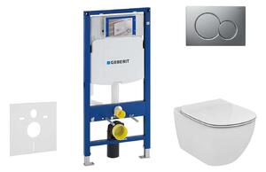 Geberit Duofix - Falra szerelhető szett, WC és ülőke Ideal Standard Tesi, gombok Sigma01, Aquablade, SoftClose, matt króm, matt króm 111.300.00.5 NU3