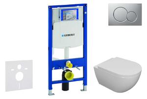 Geberit Duofix - Falra szerelhető szett, Oudee WC és softclose ülés, Sigma01 gomb, matt króm lakkozott SANI11CA1103
