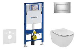 Geberit Duofix - WC modul nyomógombbal Sigma30, fényes króm/matt króm + Ideal Standard Tesi - WC és ülőkével, Aquablade, SoftClose 111.300.00.5 NU6