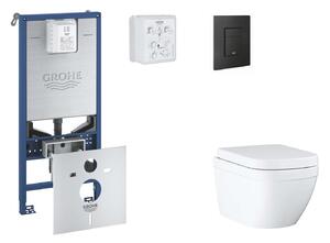 Grohe Rapid SLX - Készlet fali beépítéshez, WC, SoftClose ülőkével és Even gombbal, Triple Vortex, phantom black SANI11BB5104