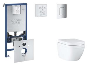 Grohe Rapid SLX - Készlet fali beépítéshez, WC, SoftClose ülőkével és Skate Cosmpolitan gombbal, Triple Vortex, króm SANI11BB2104