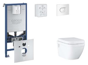 Grohe Rapid SLX - Készlet fali beépítéshez, WC, SoftClose ülőkével és Arena Cosmopolitan gombbal, alpesi fehér SANI11BB3112