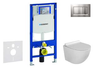 Geberit Duofix - Falra szerelhető szett, Gaia WC és softclose ülőke, Sigma30 nyomógomb, matt króm/króm SANI11CA1116