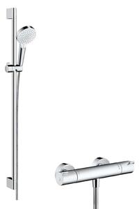Hansgrohe Crometta - Zuhanyszett Vario termosztáttal Ecostat 1001 CL, 2 fúvókával, fehér/króm 27813400