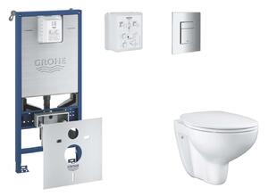 Grohe Rapid SLX - Készlet fali beépítéshez, WC, SoftClose ülőkével és Skate Cosmopolitan gombbal, króm SANI11BB2101