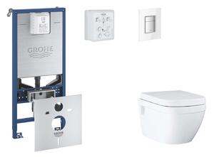Grohe Rapid SLX - Készlet fali beépítéshez, WC, SoftClose ülőkével és Skate Cosmopolitan gombbal, Moon White SANI11BB3111
