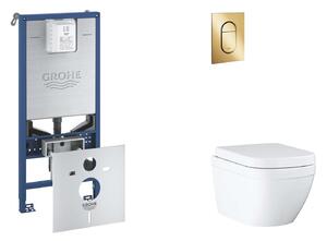 Grohe Rapid SLX - Készlet fali beépítéshez, WC, SoftClose ülőkével és Arena Cosmopolitan gombbal S, Triple Vortex, Cool Sunrise SANI11BB4110