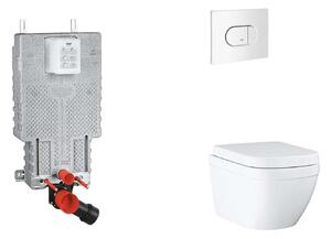 Grohe Uniset - Készlet fali beépítéshez, WC, SoftClose ülőkével és Arena Cosmopolitan gombbal, Triple Vortex, alpesi fehér SANI15BB3108