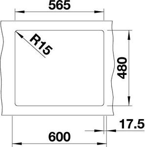 Blanco Legra 6, szilgránit mosogató 585x500x190 mm, 1 kamrás, fekete, 526084