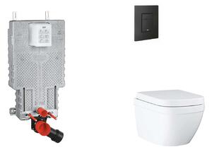 Grohe Uniset - Készlet fali beépítéshez, WC, SoftClose ülőkével és Even gombbal, Triple Vortex, phantom black SANI15BB5104