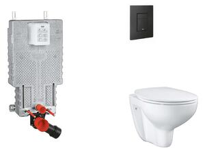 Grohe Uniset - Készlet fali beépítéshez, WC, SoftClose ülőkével és Even gombbal, phantom black SANI15BB5101
