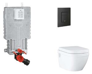Grohe Uniset - Készlet fali beépítéshez, WC, SoftClose ülőkével és Even gombbal, phantom black SANI15BB5107