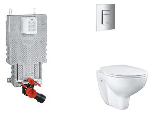 Grohe Uniset - Készlet fali beépítéshez, WC, SoftClose ülőkével és Skate Cosmopolitan gombbal, króm SANI15BB2101