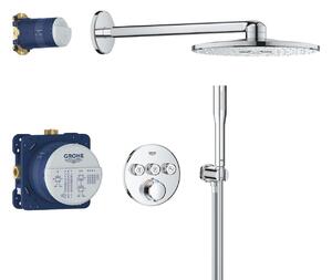 Grohe Precision SmartControl - Zuhanyszett termosztáttal, rejtett beépítéshez, 31 cm átmérő, 2 fúvókával, krómozott 34874000