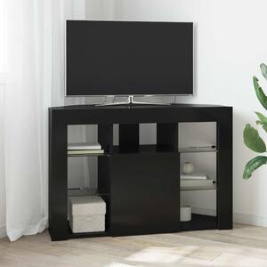 Sarok LED TV szekrény 100x40x68cm Fekete Szerelt Fa