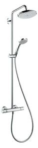 Hansgrohe Croma 220 - Zuhanyszett Zuhanycső termosztáttal, 220 mm, 4 fúvókával, EcoSmart 9 l/min, króm 27188000