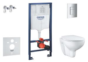 Grohe Solido - Készlet falra szerelhető, WC és ülőke Bau Kerámia, softclose, Even gomb, króm SANI15BB1100