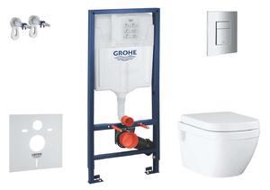 Grohe Solido - Készlet fali beépítéshez, WC és ülőkével Euro kerámia, softclose, Even gomb, króm SANI15BB1104