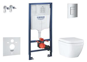 Grohe Solido - Készlet falra szerelhető, WC és ülőkével Euro Ceramic, softclose, Triple Vortex, Even button, króm SANI15BB1105
