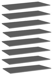 8 db magasfényű szürke forgácslap könyvespolc lap 80x30x1,5 cm