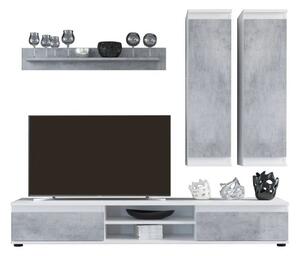 Lusia nappali szekrénysor beton/fehér színben